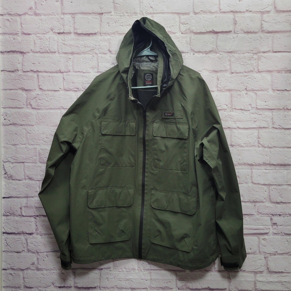 Wrangler Angler ATG Jacket Mens L Green Hooded Fishing Utility Gorpcore Techwear
